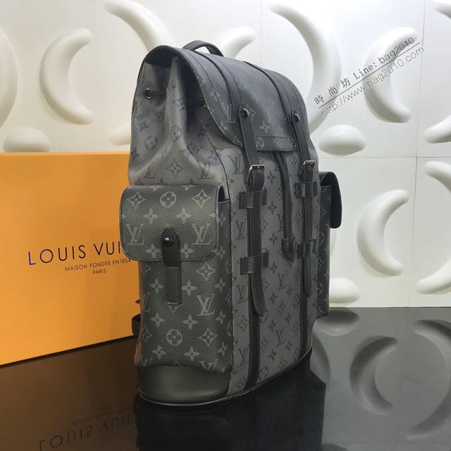 LV包包 LV新款雙肩包 M45419 Christopher小號雙肩包 灰色與黑色搭配男士雙肩背包  ydh3766